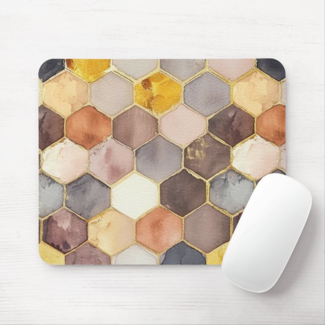 Glam Honey Comb Blush Champagne Abstract Mouse Pad (With Mouse)