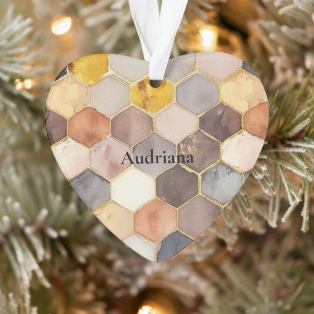 Glam Honey Comb Blush Champagne Abstract Ornament (Tree)