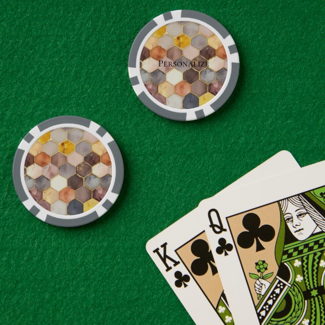 Glam Honey Comb Blush Champagne Abstract Poker Chips (Poker Table (Double))