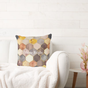 Glam Honey Comb Blush Champagne Abstract Throw Pillow