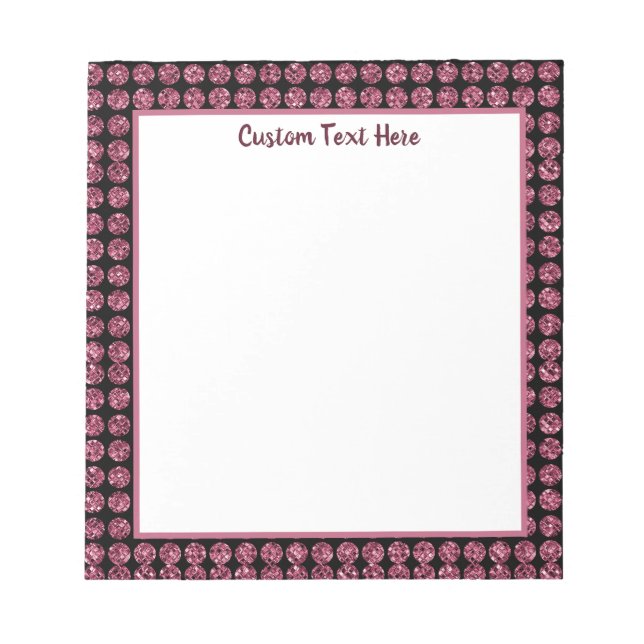 Glam Hot Pink Diamond Gems Sparkle  Notepad (Front)