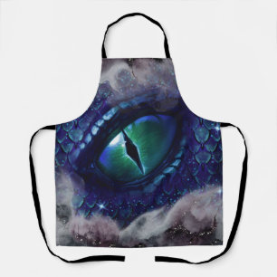 Glam Ink Gothic Blue Medieval Dragon Apron
