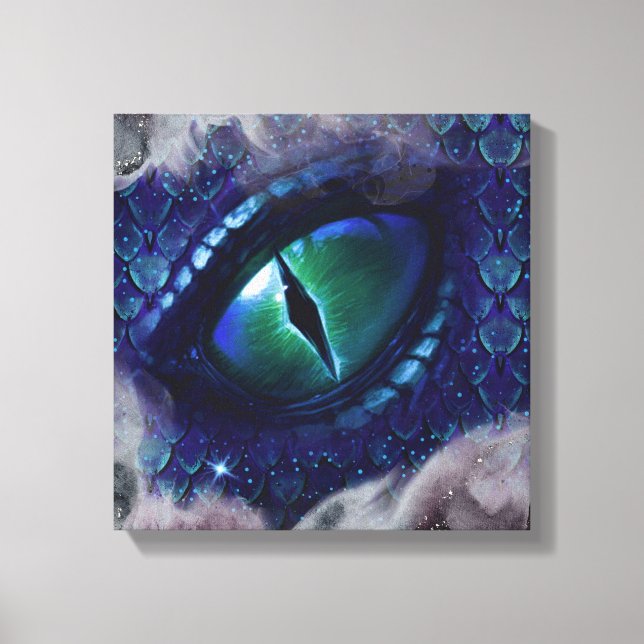 Glam Ink Gothic Blue Medieval Dragon Canvas Print (Front)