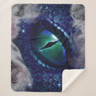 Glam Ink Gothic Blue Medieval Dragon Sherpa Blanket