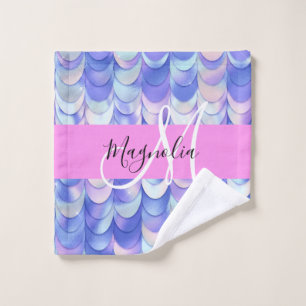 Glam Iridescent Écailles de Sirène Monogramme Bleu