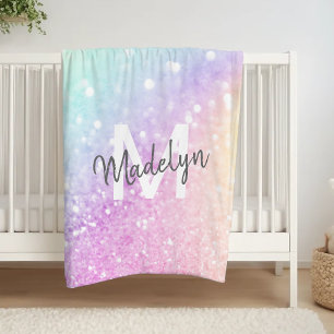 Glam Iridescent Glitter Personalized Colourful Fleece Blanket
