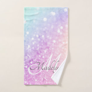 Glam Iridescent Glitter Personalized Colourful Hand Towel