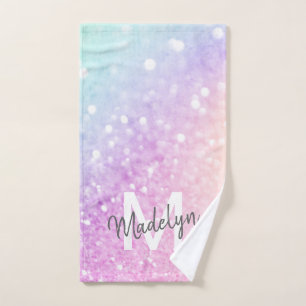 Glam Iridescent Glitter Personalized Colourful Hand Towel