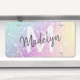 Glam Iridescent Glitter Personalized Colourful License Plate
