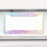 Glam Iridescent Glitter Personalized Colourful License Plate Frame<br><div class="desc">Easily personalize this elegant colourful bokeh glitter pattern with your custom name and/or monogram.</div>