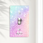 Glam Iridescent Glitter Personalized Colourful Light Switch Cover<br><div class="desc">Easily personalize this elegant colourful bokeh glitter pattern with your custom name and/or monogram.</div>