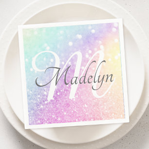 Glam Iridescent Glitter Personalized Colourful Napkin
