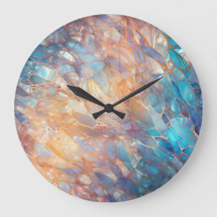 Glam Iridescent Opal Gemstone Elements Large Clock
