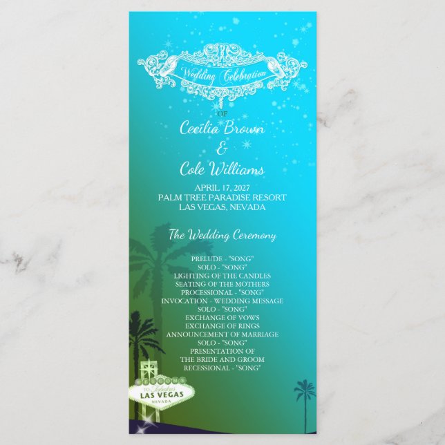 Glam Las Vegas Programme de mariage (Devant)