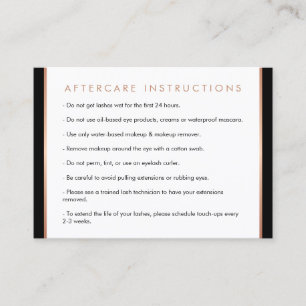 Glam Lashes Script Rose Gold/Black Aftercare Card