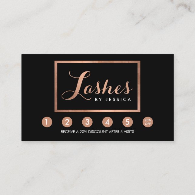 Glam Lashes Script Text Rose Gold/Black Loyalty (Front)