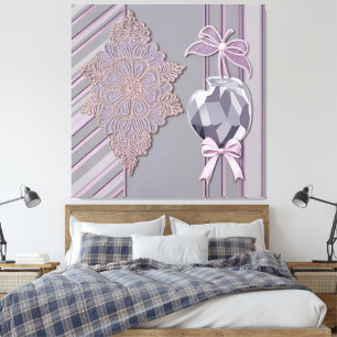 Glam Lavender Lace and Crystal Heart Vanity Canvas Print