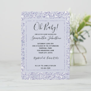 Glam Lavender Lilac Purple Leopard Print Glitter   Invitation