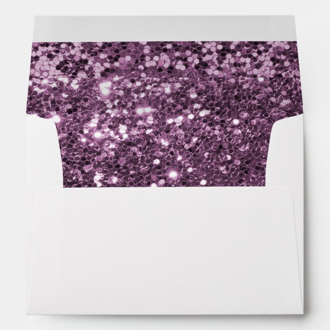 Glam Lavender Purple Faux Glitter Print Envelopes (Back (Bottom))