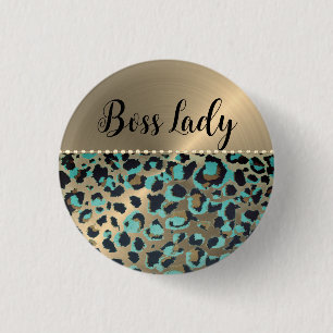 "Glam Leopard Boss Lady    1 Inch Round Button