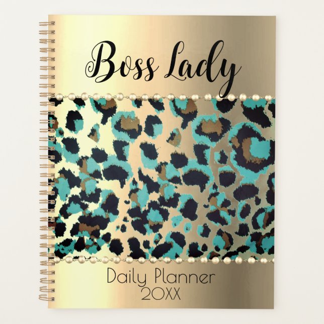 "Glam Leopard Boss Lady   Planner (Front)