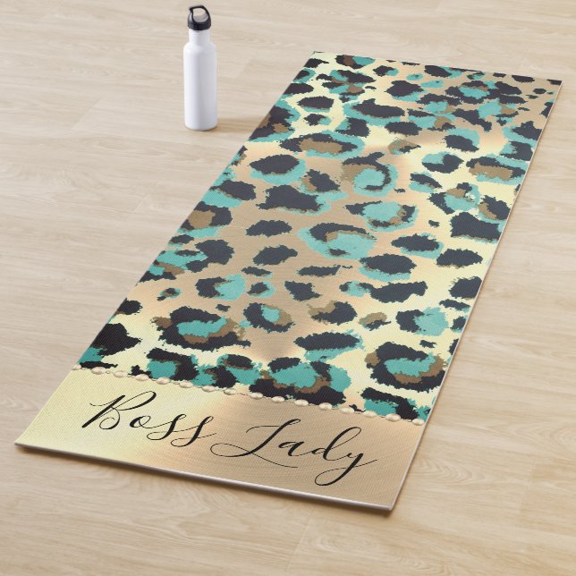 Glam Leopard Boss Lady Yoga Mat (In Situ)