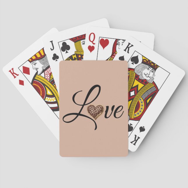 Glam Leopard Heart Love Design Playing Cards (Back)