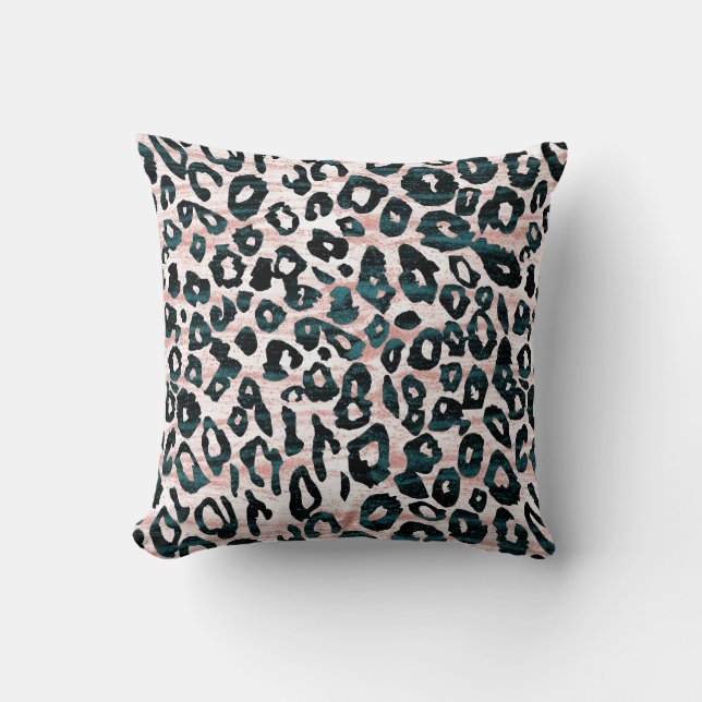 Glam Leopard Print Throw Pillow (Front)