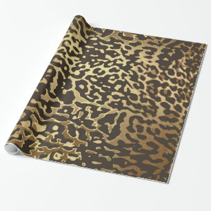 Glam Leopard Skin Golden Shiny Wrapping Paper