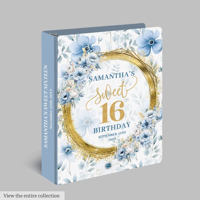 Glam Light Blue Sweet 16 Memory Album with Sparkle Binder (Glam Light Blue Sweet 16 Memory Album with Sparkle 3 ring binder )