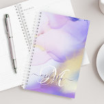 Glam Lilac Gold Abstract Paint Elegant Monogram Planner<br><div class="desc">Easily personalize this glamourous style abstract lilac watercolor paint and faux gold spray background with your custom details.</div>