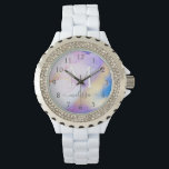 Glam Lilac Gold Abstract Paint Elegant Monogram Watch<br><div class="desc">Easily personalize this glamourous style abstract lilac watercolor paint and faux gold spray background with your custom details.</div>
