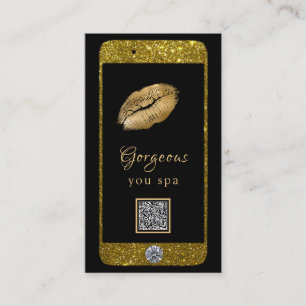 *~* Glam Luxe Cell Phone Gold QR LOGO Glitter Business Card