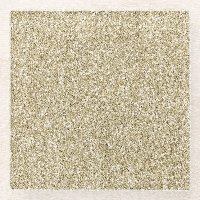 Glam Luxe Gold Glitter       Glass Coaster (Front)