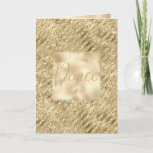 Glam Luxe Stripes Gold Glitter Peace Card