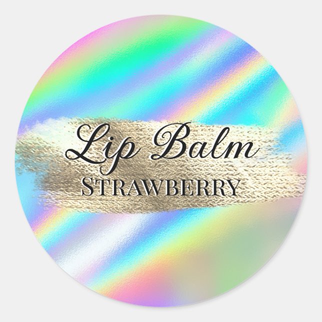 Glam Luxury Faux Holographic Beauty Product Label (Front)