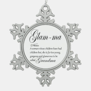 GLAM MA grandma definition Snowflake Pewter Christmas Ornament