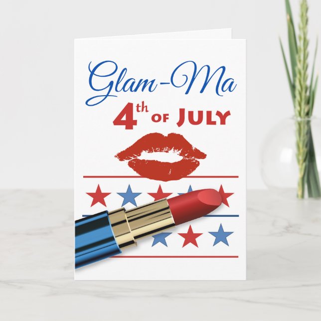 Glam Ma Mom Fourth of July Red Lipstick Card (Front)
