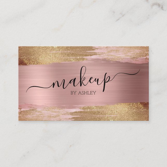 Glam Makeup Artist Rose Gold Business Card (Front)