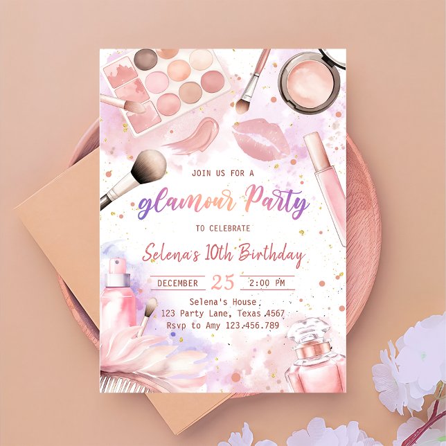 Glam Maquillage Anniversaire Spa Party Invitation (Créateur téléchargé)