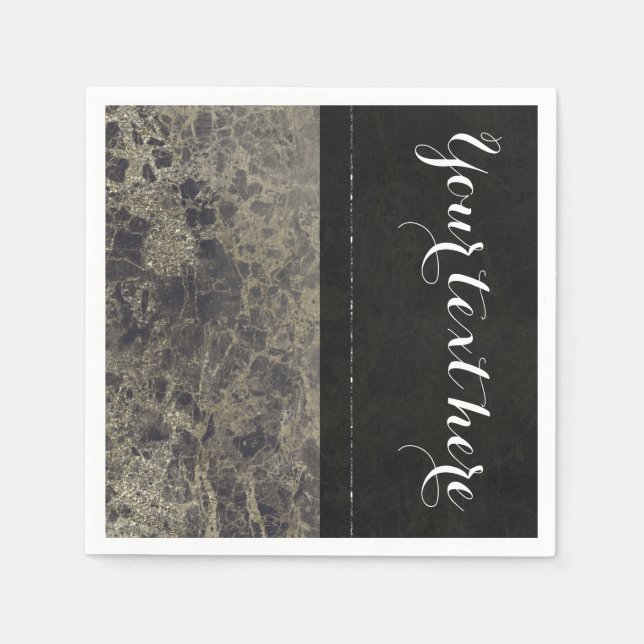 Glam Marble Granite Shimmer Elegant Designer Party Napkin (Front)