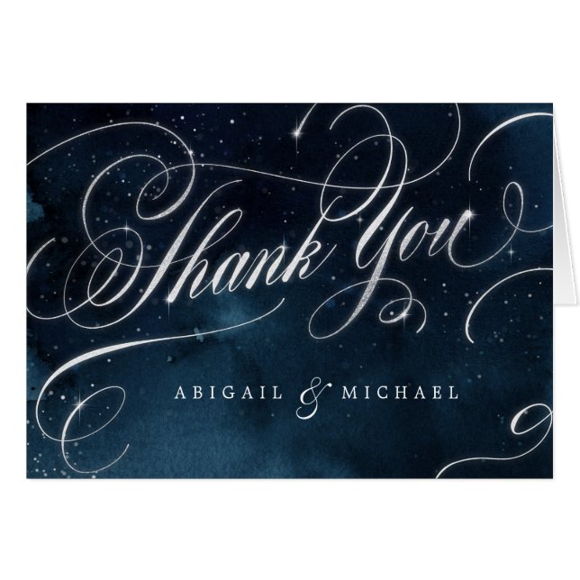 Glam marine argent calligraphie vintage merci (Devant Horizontal)