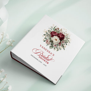 Glam Marsala Floral Gold Bridal Shower Memory   Binder