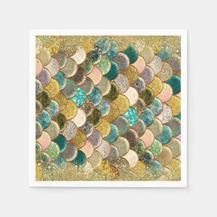Glam Mermaid Scales Birthday Party Napkin