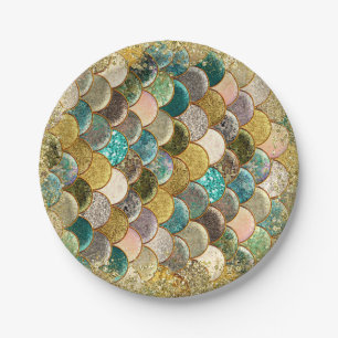 Glam Mermaid Scales Birthday Party Paper Plate