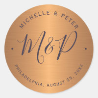 Glam metallic copper gold wedding monogrammed