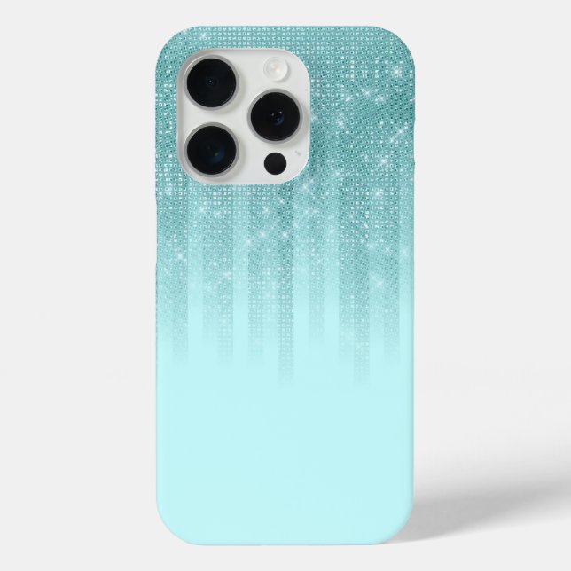 Glam Mint Green Aqua Glitter Striped Gradient Case-Mate iPhone Case (Back)