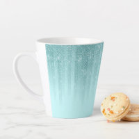 Glam Mint Green Aqua Glitter Striped Gradient