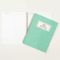 Glam Mint Green Gold Dots Pattern Personalized