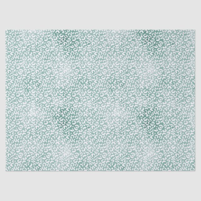 Glam Mint White Leopard Print Tissue Paper (Front)
